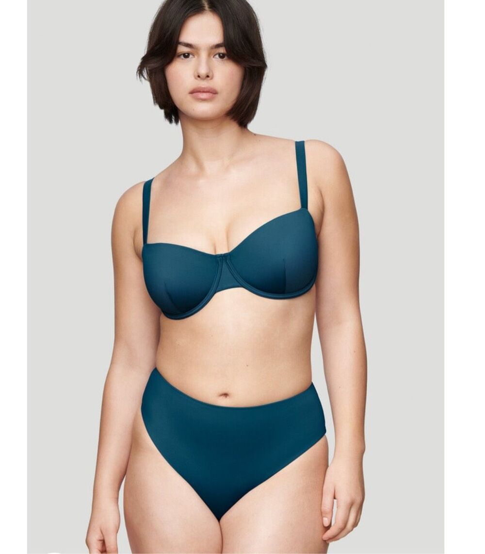 NWT CUUP The Balconette Top in Blue Horizon UPF 50 Slide and Set Size 4 34B